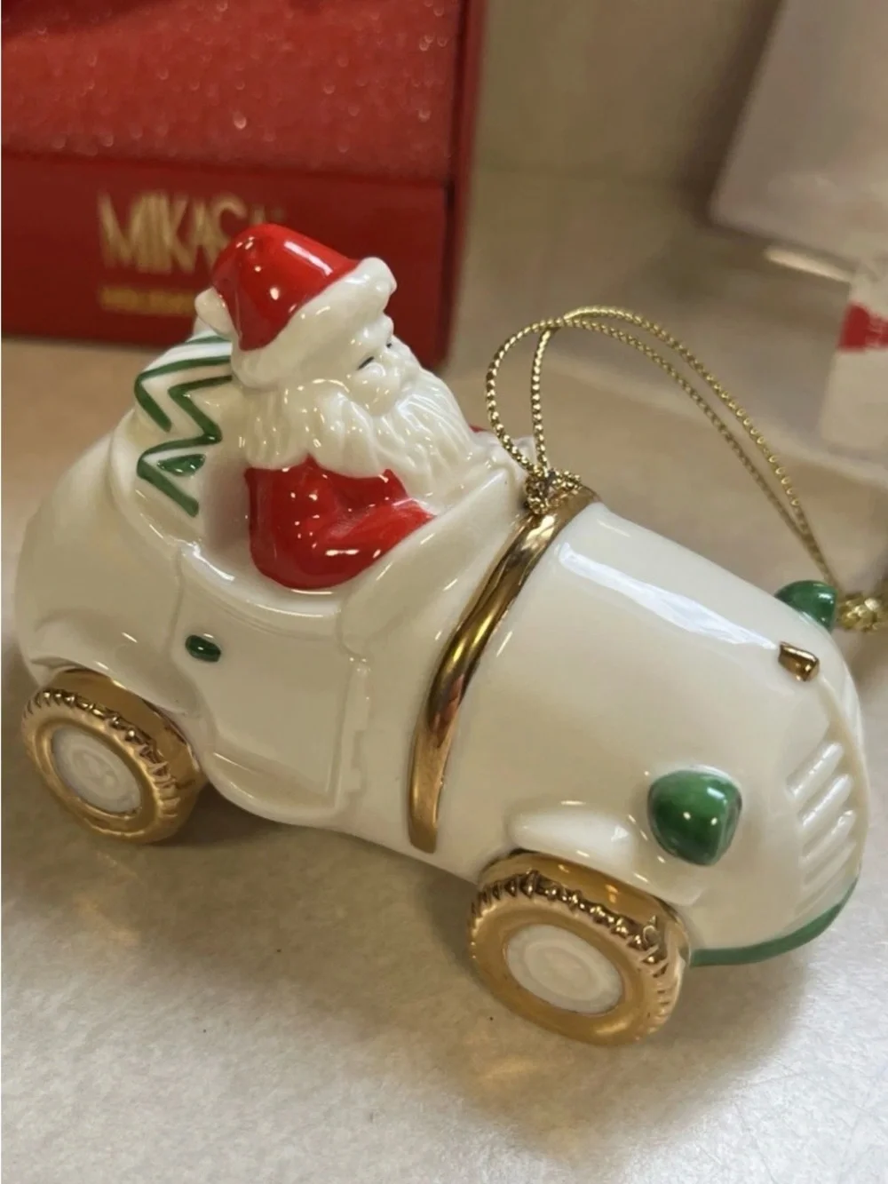 MIKASA Classic Holiday Magic Vintage Santa Christmas Tree Ornament New In Box